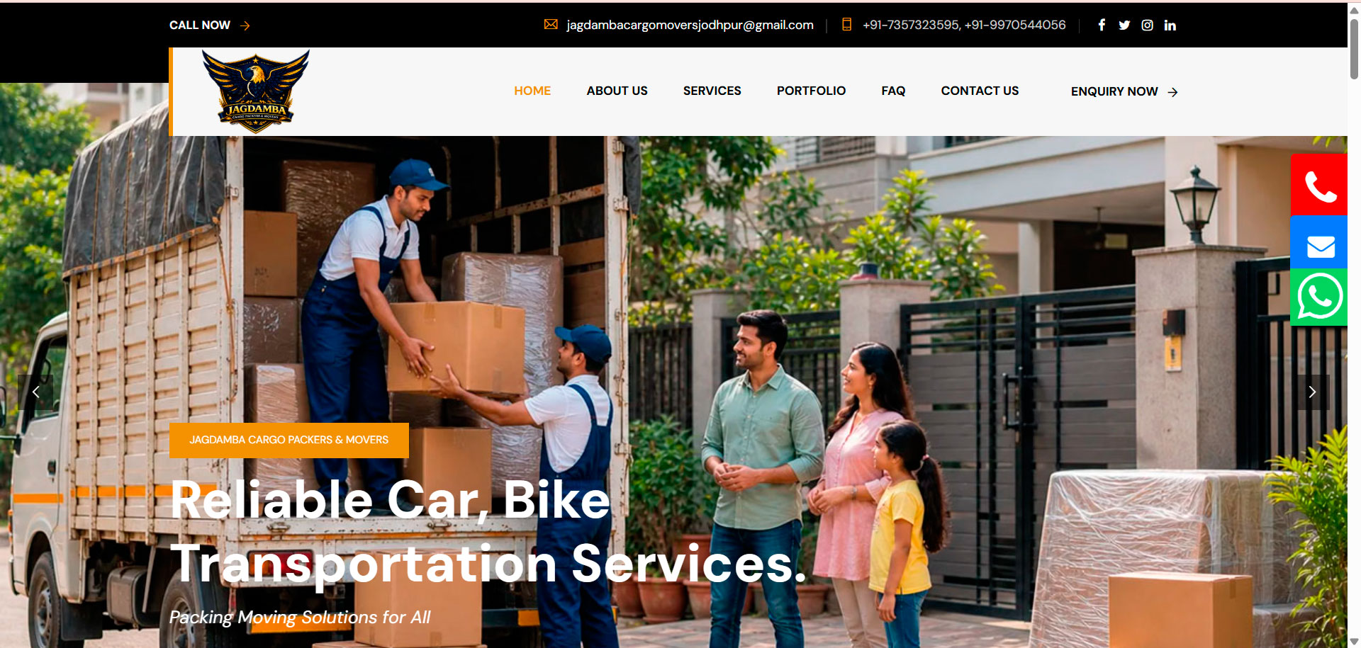 Jagdamba Cargo Packers Movers Website