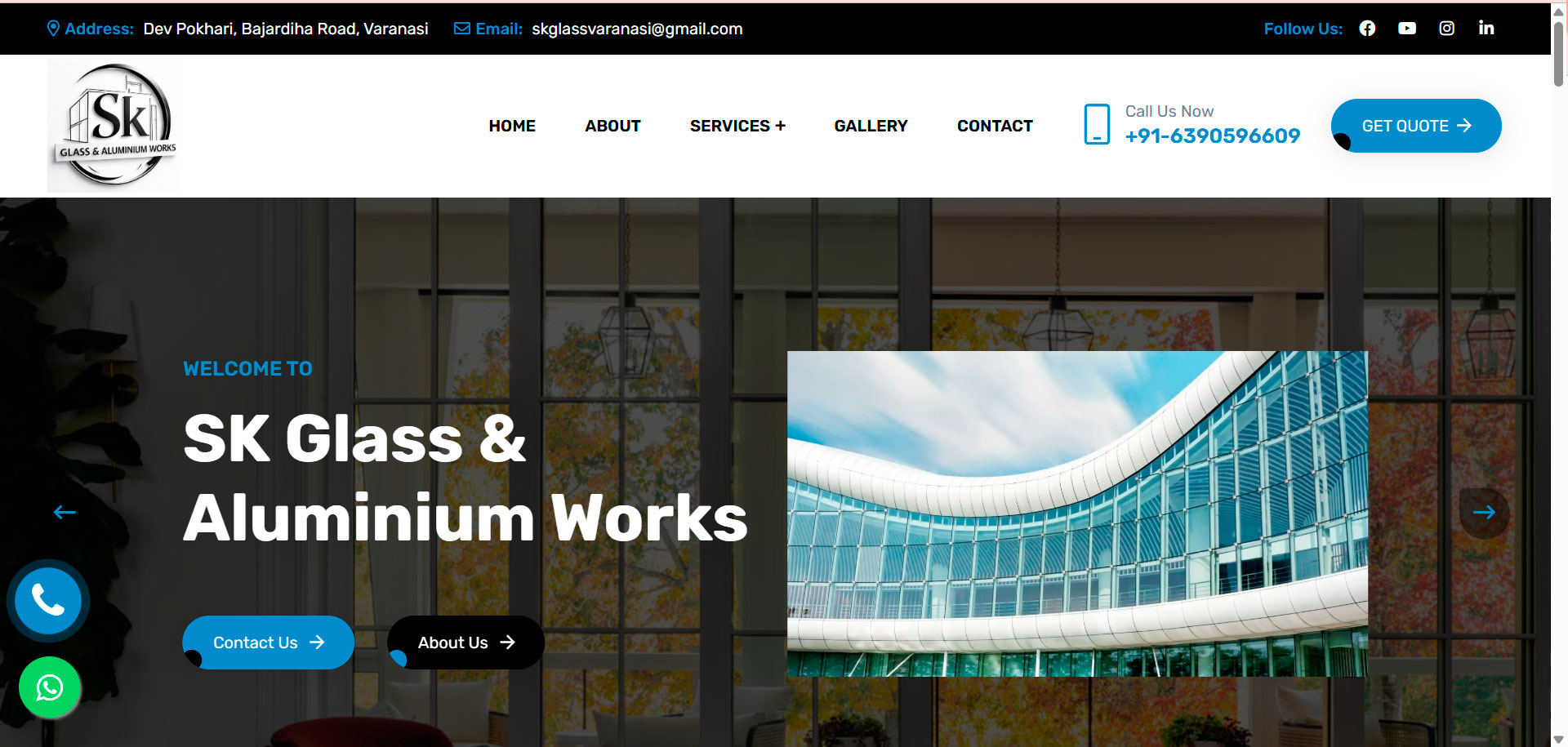SK Glass Varanasi Website